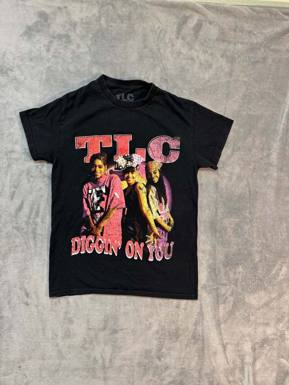 TLC Diggin On You R&B Music Band Graphic T-Shirt Black Size small
